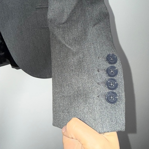 EXPRESS Womens 12 Charcoal Gray Long Sleeve 1 Button Blazer Suit Coat RR8 - Picture 3 of 6